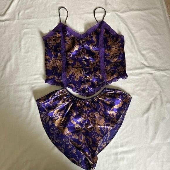 Victoria's Secret Other - Victorias Secret Gold Tag Satin Camisole & Shorts Lingerie Set